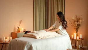 출장 마사지 in a serene home environment with a professional therapist.