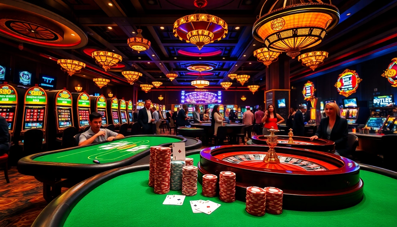 Play exciting games at b52club with vibrant tables and colorful slot machines.