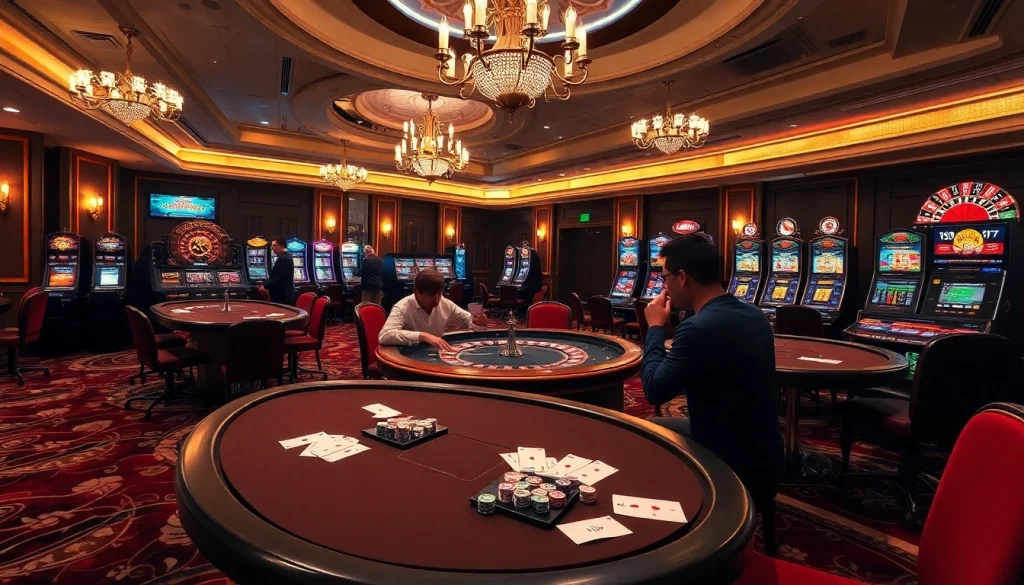 Experience the thrill of 222bd as players engage at a luxurious casino table.