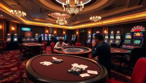 Experience the thrill of 222bd as players engage at a luxurious casino table.