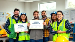 Workers proudly displaying their nccer certification, highlighting skills and professionalism.