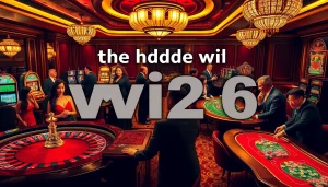 The hidden wiki 2026 showcases gamblers engaging at a luxurious casino with vibrant tables and roulette wheels.