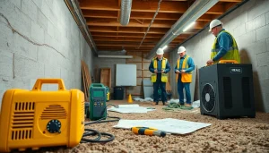 Crawl Space Restoration process featuring professionals inspecting and restoring moisture levels.