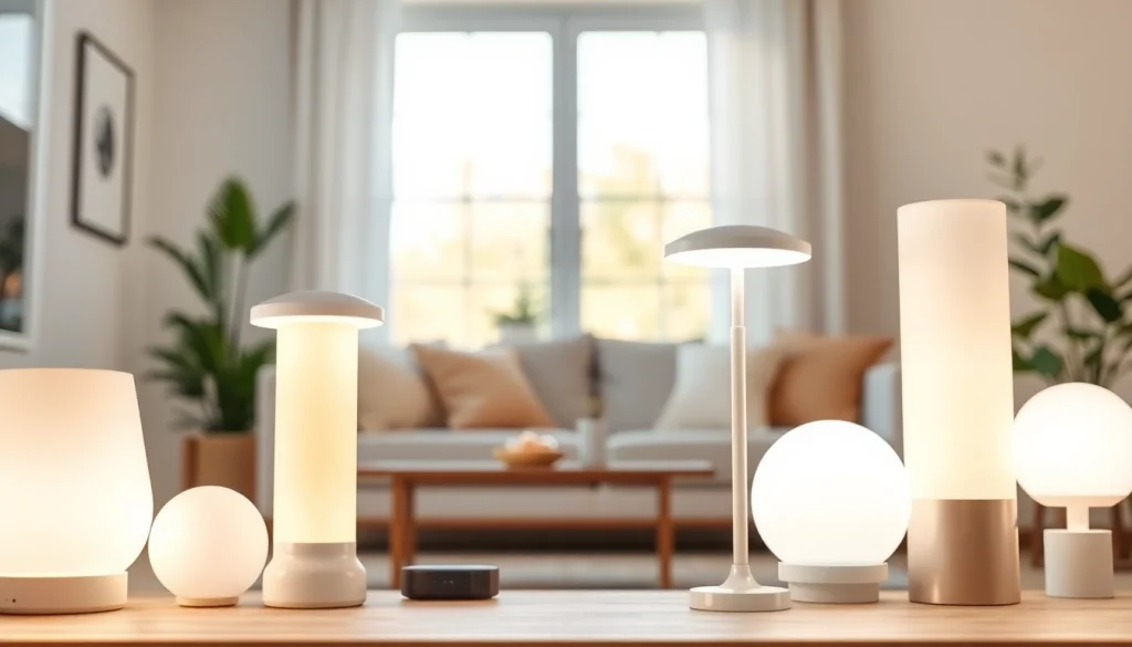 Verken verschillende led lampen in een stijlvolle woonkamer met warm licht.