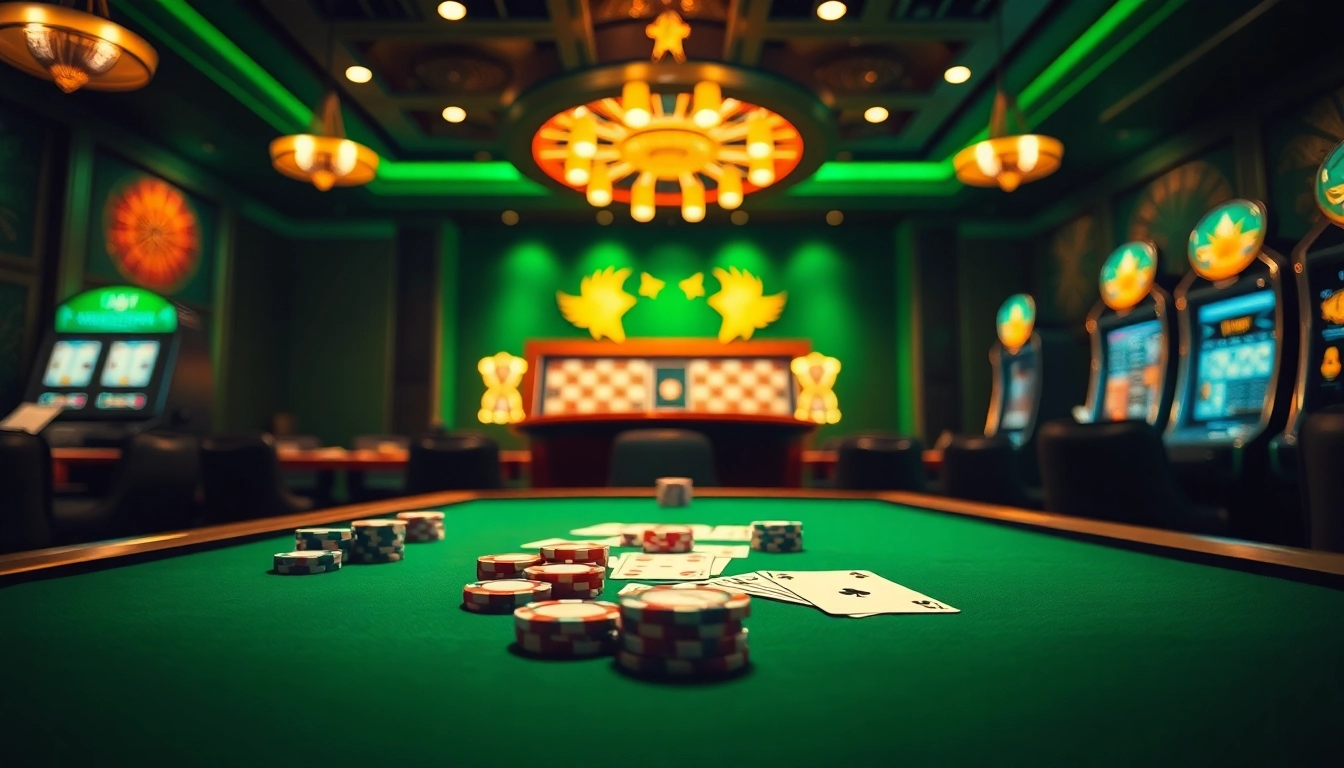 KPI4D poker action scene with vibrant casino elements, chips, and cards in focus.