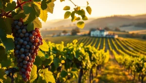 Grapevines in the northern California wine country showcasing ripe grapes amidst a picturesque vineyard.