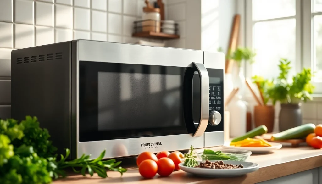 Cook delicious meals quickly with a modern Microwave Oven in a stylish kitchen.