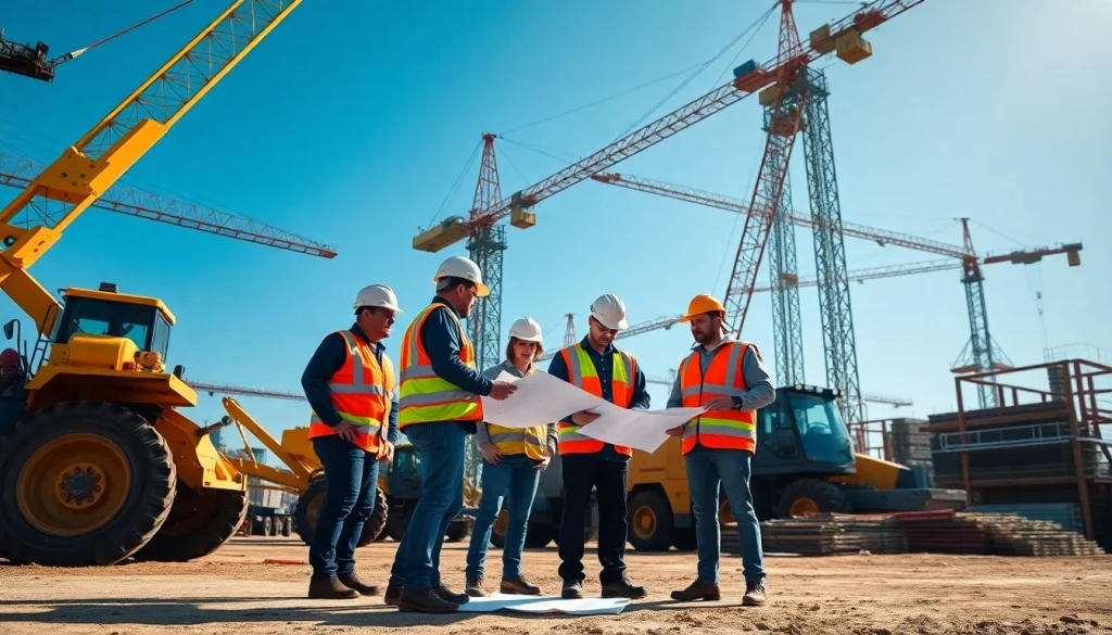 Showcasing collaboration in Carolinas construction with workers and machinery on-site.