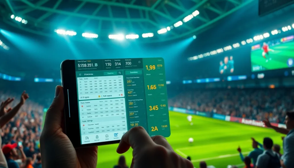 Real-time tỷ lệ kèo displayed on a dynamic sports betting interface with live football action.
