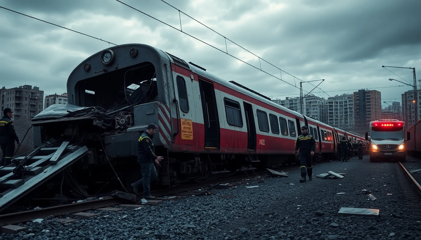 spain train crash scene featuring wreckage and responders at the crash site