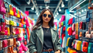 레플리카 쇼핑몰에서 스타일리시한 모델과 다양한 패션 아이템을 강조하는 이미지