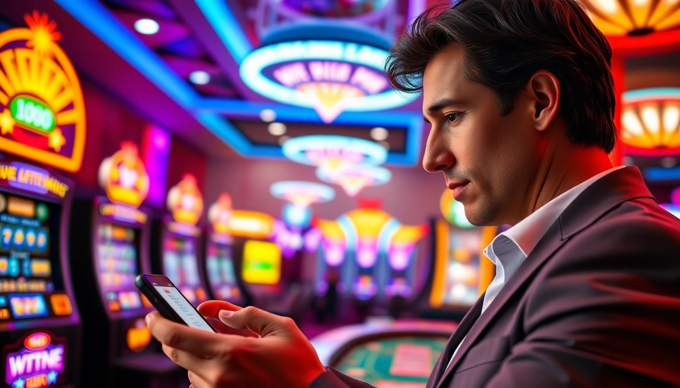 Engaging scene at an online casino site showcasing vibrant games and focused player.