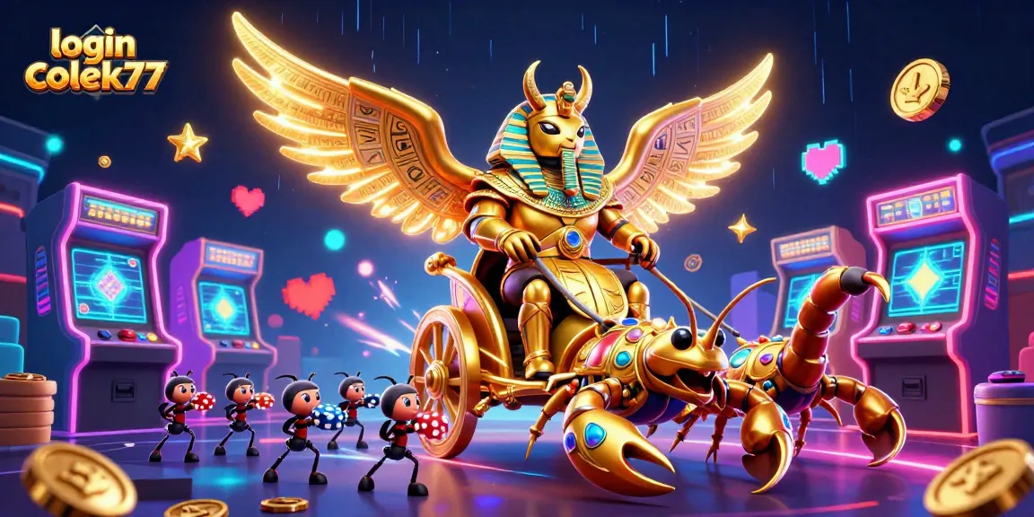 Roll the dice at login colek77 with vibrant 3D casino-themed gaming elements and engaging characters.