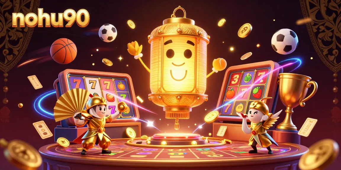 Nohu90 players experience vibrant slots, dynamic gameplay with golden elements in an online casino setting.