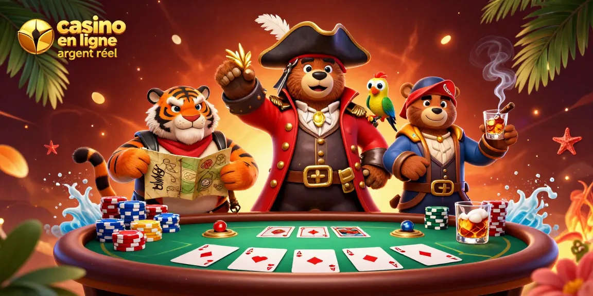 Jouez avec les meilleurs jeux de casino en ligne argent réel, illustration dynamique de personnages captivants.