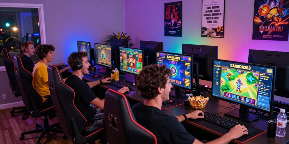 Exciting GARUDA303 slot gaming experience with players immersed in vibrant online gameplay.