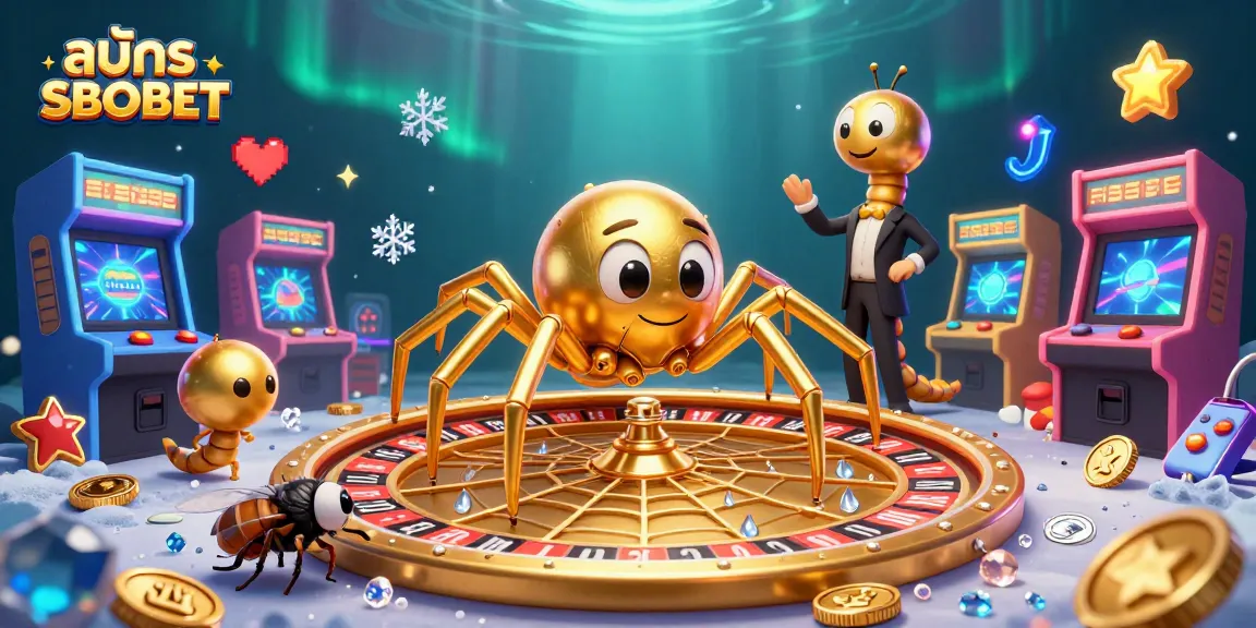 Bet confidently with สมัคร SBOBET in this vibrant 3D illustration featuring a golden web roulette.