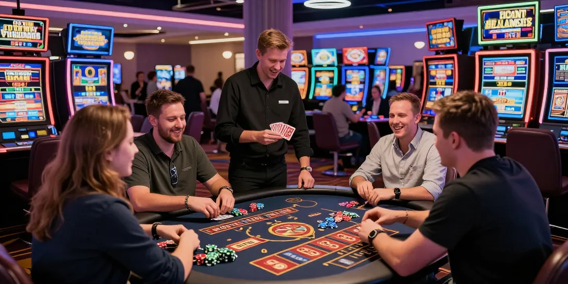 Excited players at casinos that accept credit cards enjoying vibrant gaming experience in the UK.
