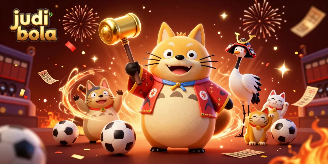 Engage in judi bola excitement with colorful characters and vibrant sports elements in a lively 3D scene.