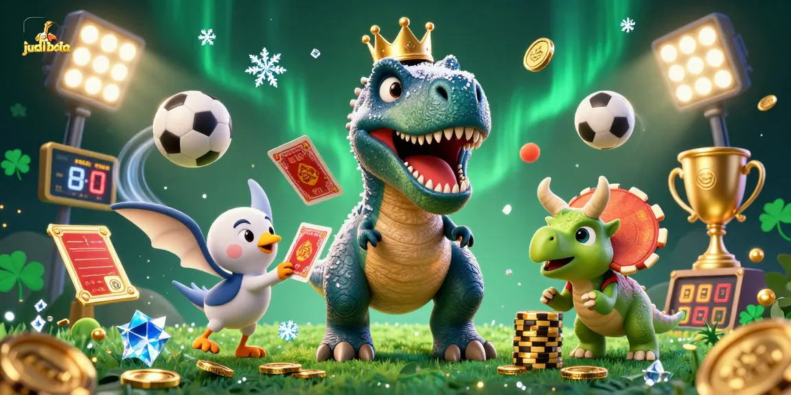 Engage in judi bola with dynamic sports elements in this colorful 3D illustration.
